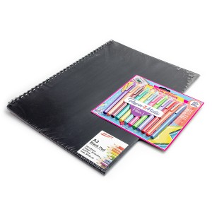 Paper Mate Flair Retro marķieri 12 gab. ar A3 melnu kartona bloku